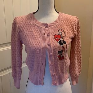 Mischief Made dusty pink Valentine’s cardigan size small